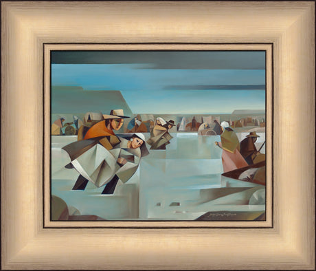 Sweet Water River Crossing - framed giclee canvas