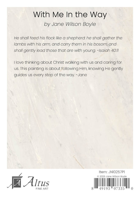 Textual description of a painting by Jane Wilson Boyle with a textured white background and Altus Fine Art branding.