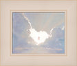 A resurrected Jesus Christ appears as a figure in the clouds.