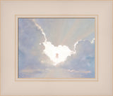 A resurrected Jesus Christ appears as a figure in the clouds.