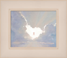 A resurrected Jesus Christ appears as a figure in the clouds.