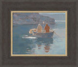 Jesus Christ calling out to fishermen from the shore.
