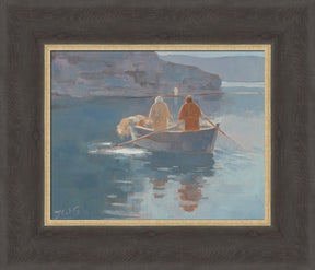 Jesus Christ calling out to fishermen from the shore.