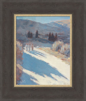 Jesus Christ and disciples on the road to Emmaus.