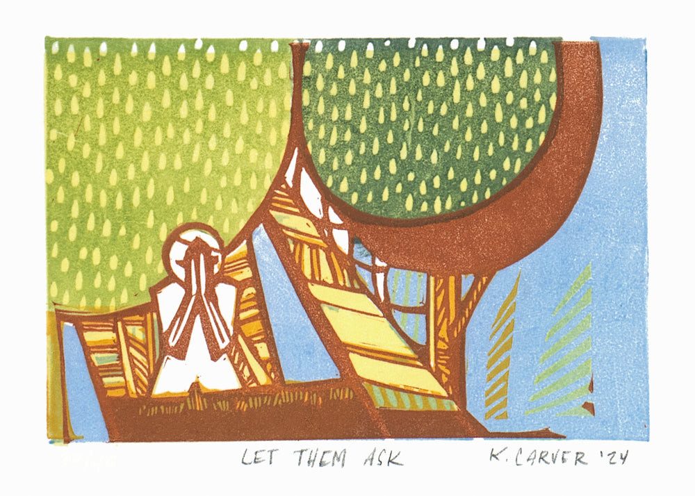 Colorful illustration of a person sitting under a tree with text 'Let Them Ask' at the bottom.