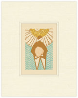 Illustration of a person with a sun above them on a textured beige background