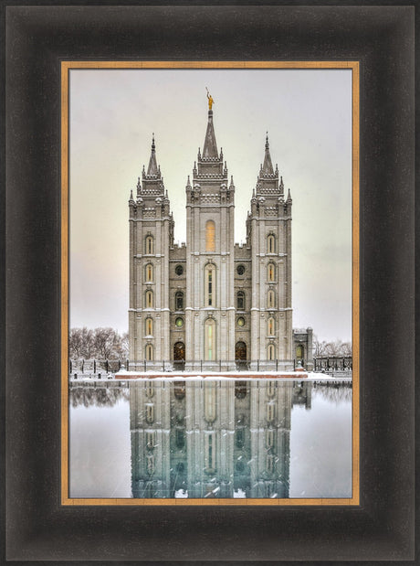 Salt Lake Temple - Snowfall Reflection by Kyle Woodbury