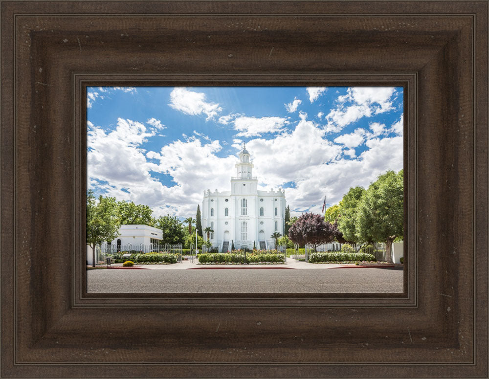 St. George Utah Temple - Blue Cloudy Skies by Lance Bertola