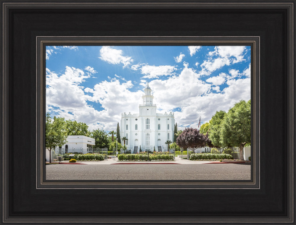St. George Utah Temple - Blue Cloudy Skies by Lance Bertola