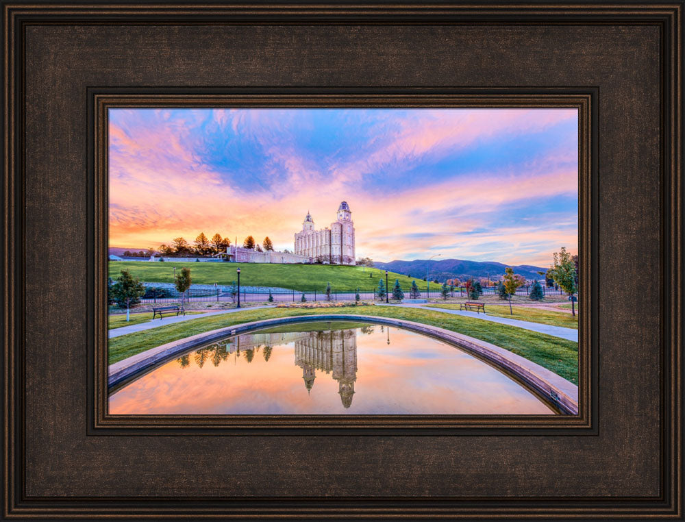 Manti Utah Temple - Reflection Pool by Lance Bertola