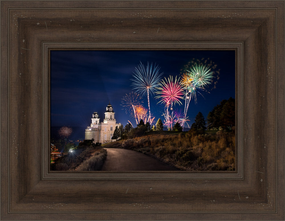 Manti Temple - Fireworks by Lance Bertola