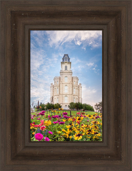 Manti Utah Temple - Summer Flowers by Lance Bertola