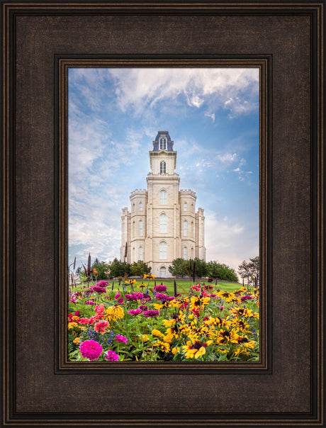 Manti Utah Temple - Summer Flowers by Lance Bertola