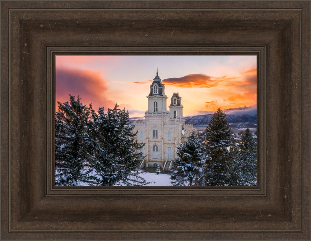 Manti Temple - Snow Covered Valley by Lance Bertola