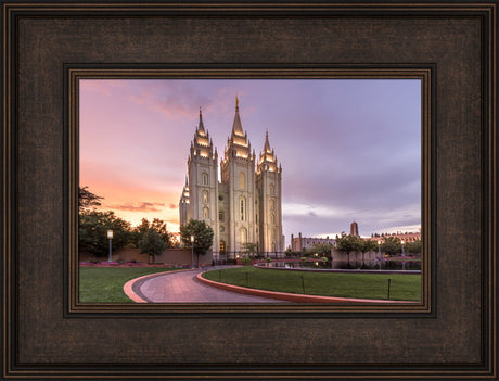 Salt Lake City Temple - Sunset Lit Pathway by Lance Bertola