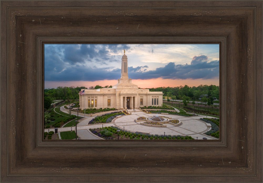 Indianapolis Temple - Sunset Panorama by Lance Bertola