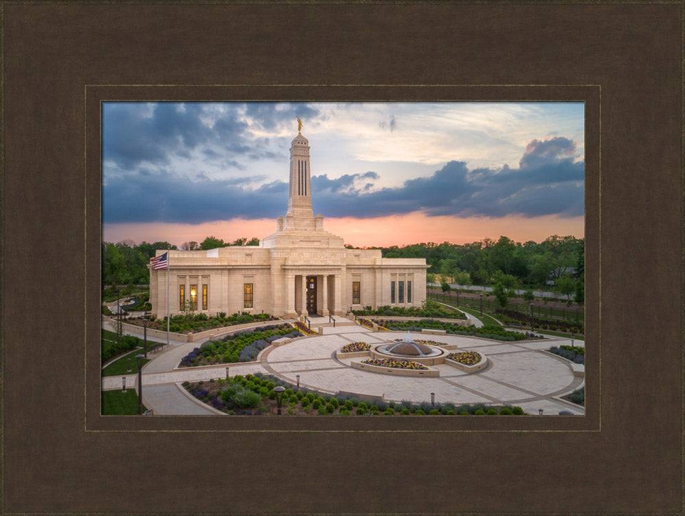 Indianapolis Temple - Sunset Panorama by Lance Bertola