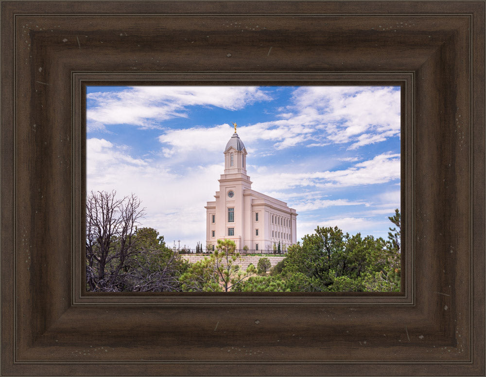 Cedar City Utah Temple - Cloudy Blue Sky Landscape by Lance Bertola