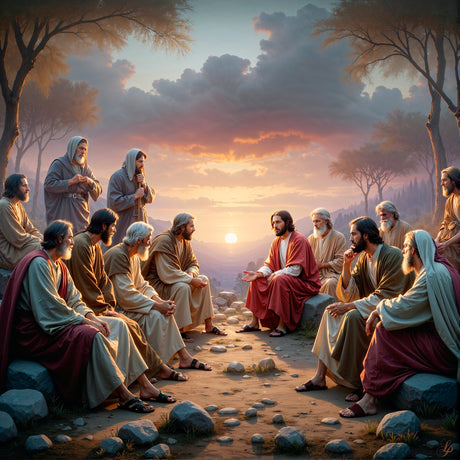 Jesus Christ speaking with the apostles.