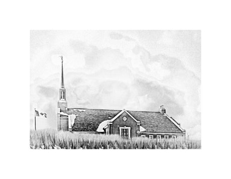 Winnipeg Manitoba Temple - Snowy Charcoal Sketch