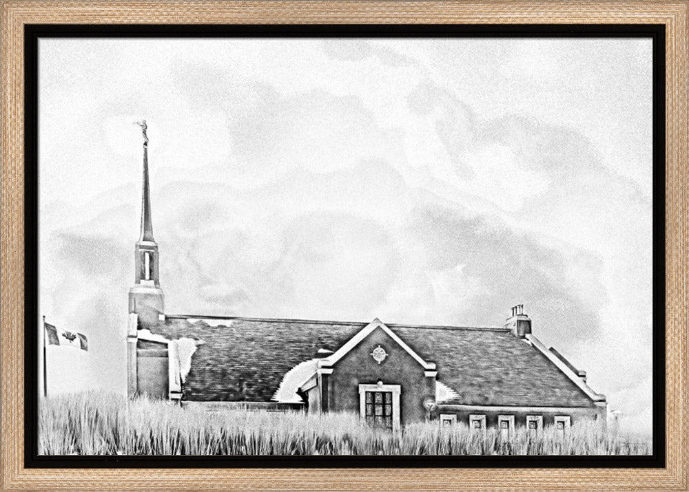 Winnipeg Manitoba Temple - Snowy Charcoal Sketch