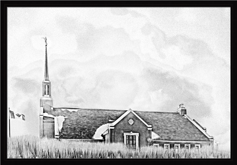 Winnipeg Manitoba Temple - Snowy Charcoal Sketch