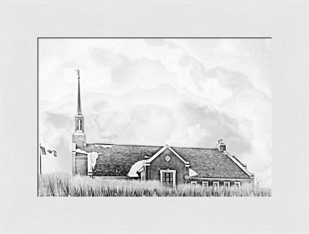 Winnipeg Manitoba Temple - Snowy Charcoal Sketch