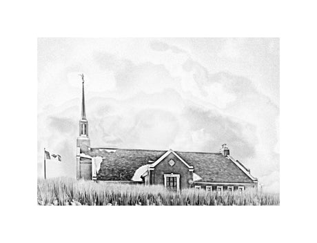 Winnipeg Manitoba Temple - Snowy Charcoal Sketch