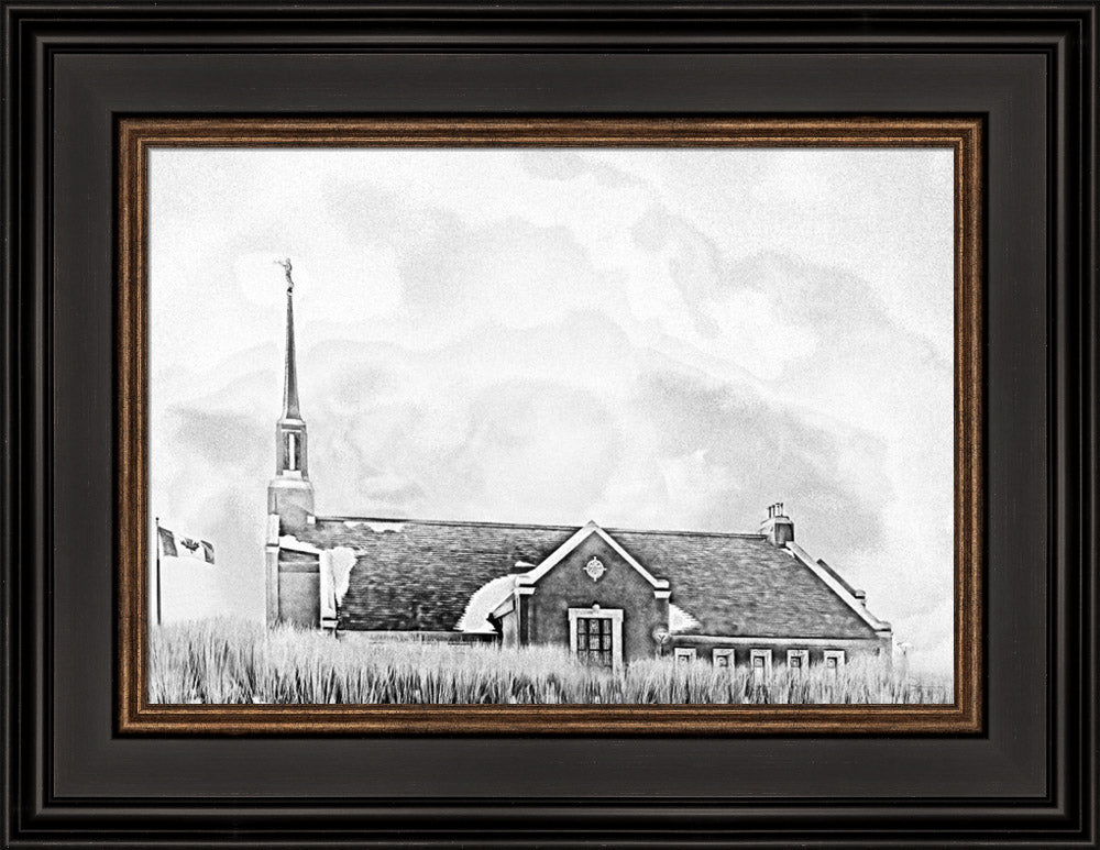 Winnipeg Manitoba Temple - Snowy Charcoal Sketch