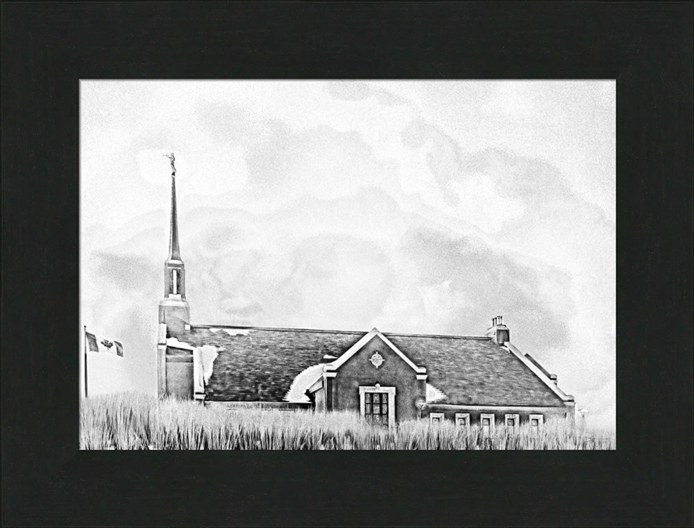 Winnipeg Manitoba Temple - Snowy Charcoal Sketch