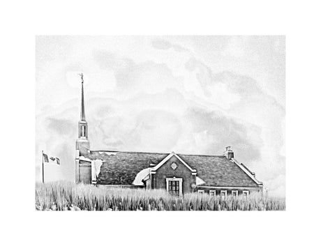 Winnipeg Manitoba Temple - Snowy Charcoal Sketch