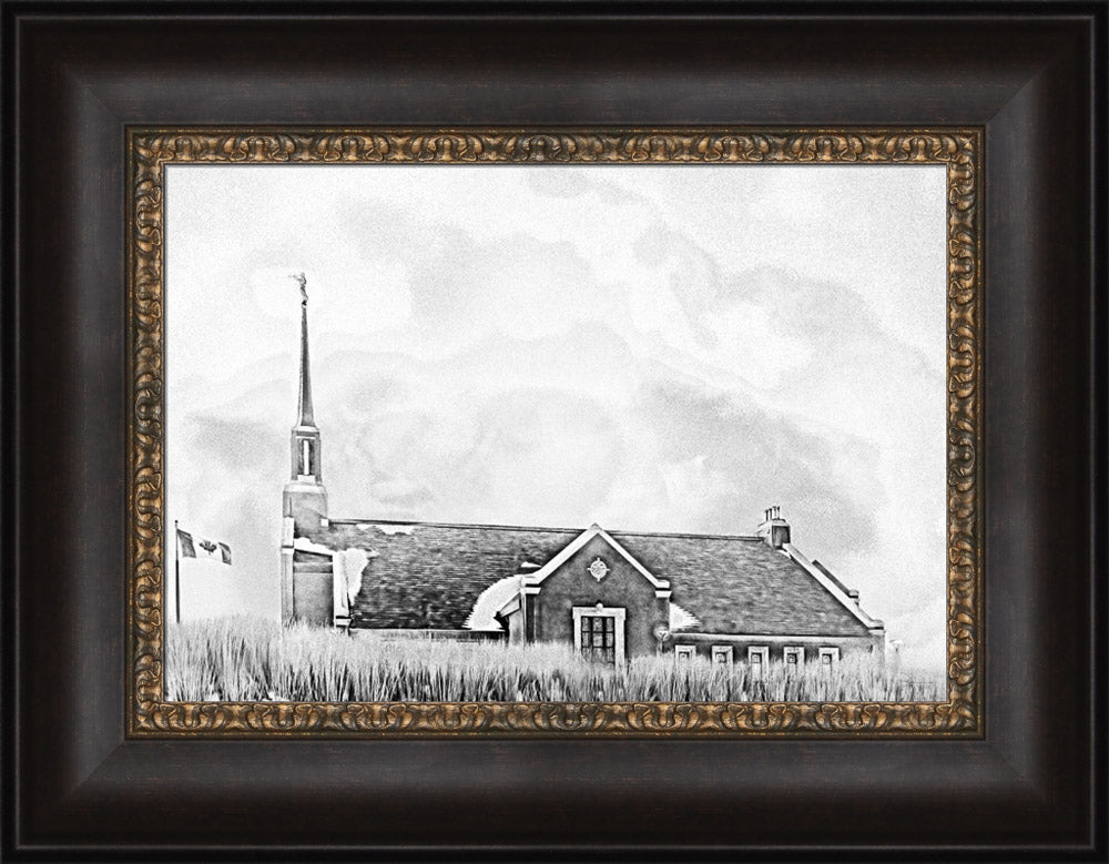 Winnipeg Manitoba Temple - Snowy Charcoal Sketch