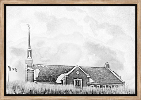 Winnipeg Manitoba Temple - Snowy Charcoal Sketch