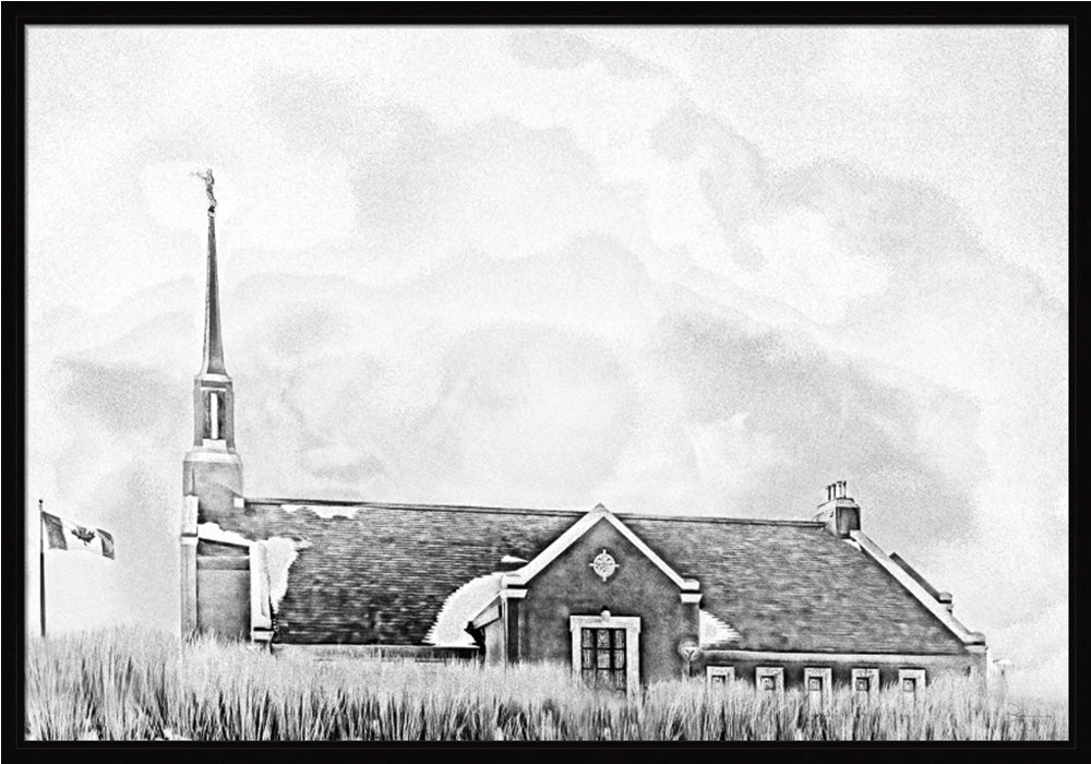 Winnipeg Manitoba Temple - Snowy Charcoal Sketch