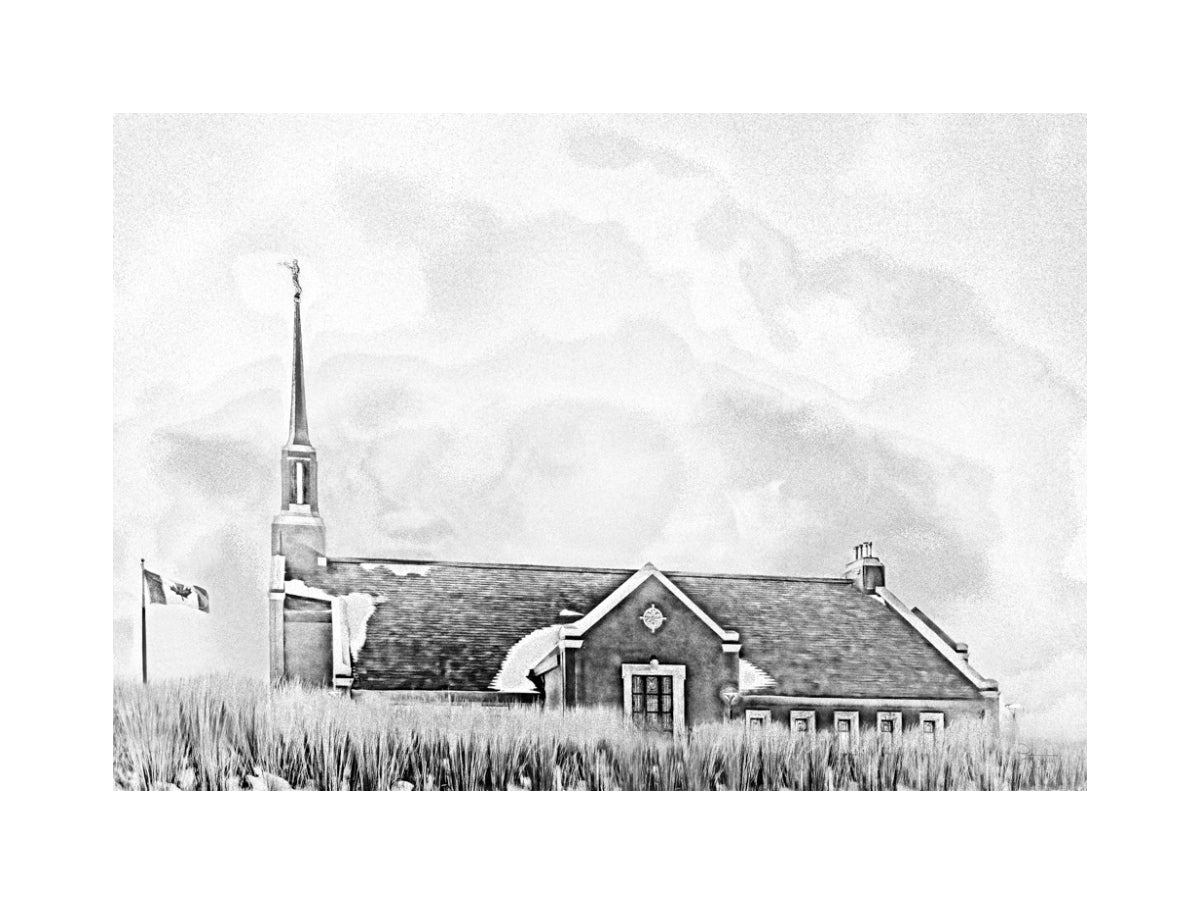 Winnipeg Manitoba Temple - Snowy Charcoal Sketch