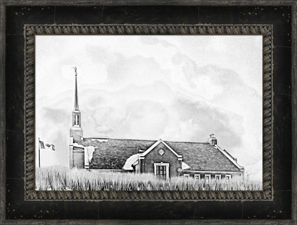 Winnipeg Manitoba Temple - Snowy Charcoal Sketch