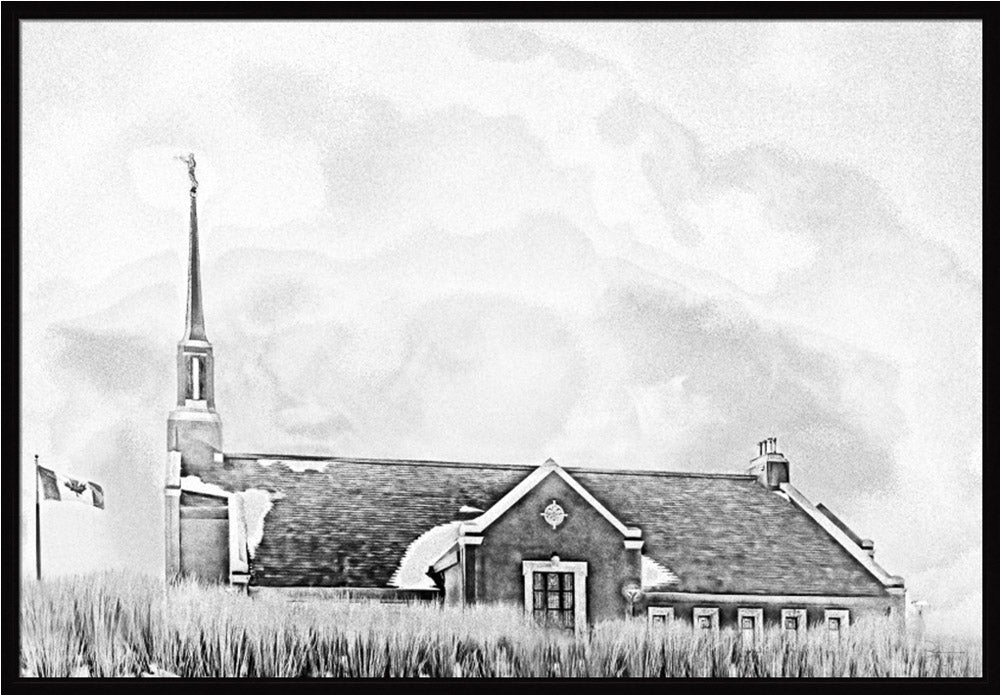 Winnipeg Manitoba Temple - Snowy Charcoal Sketch