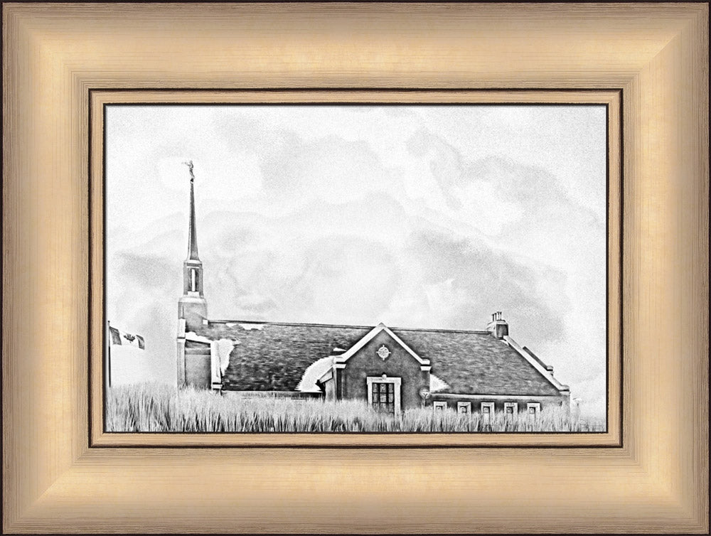 Winnipeg Manitoba Temple - Snowy Charcoal Sketch