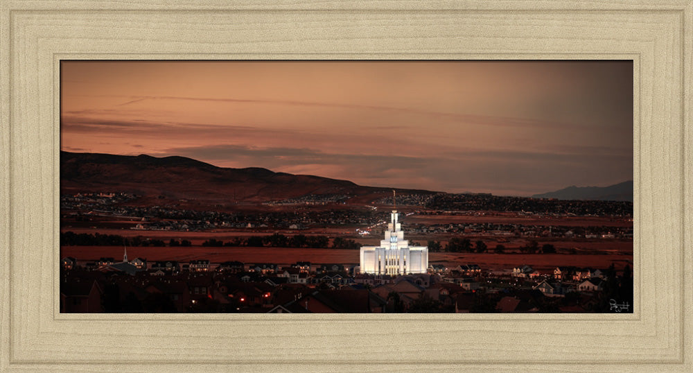 Saratoga Springs Utah Temple- Abide With Me - framed giclee canvas