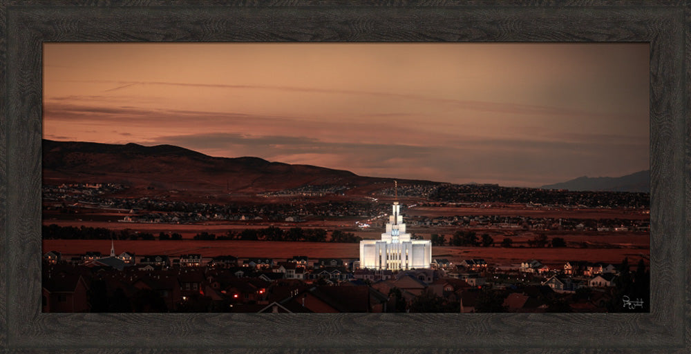 Saratoga Springs Utah Temple- Abide With Me - framed giclee canvas