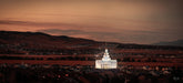 The Saratoga Springs Utah Temple on a red landscape.
