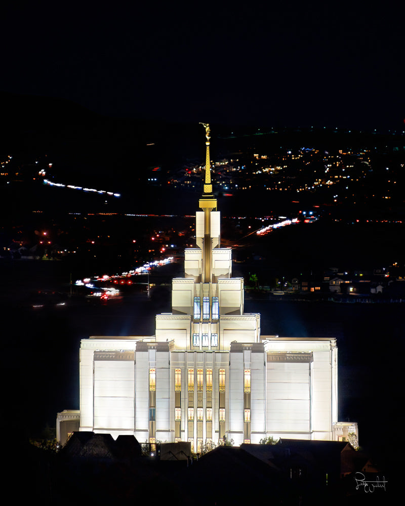 Saratoga Springs Utah Temple- Beacon of Promises - 8x10 giclee paper print