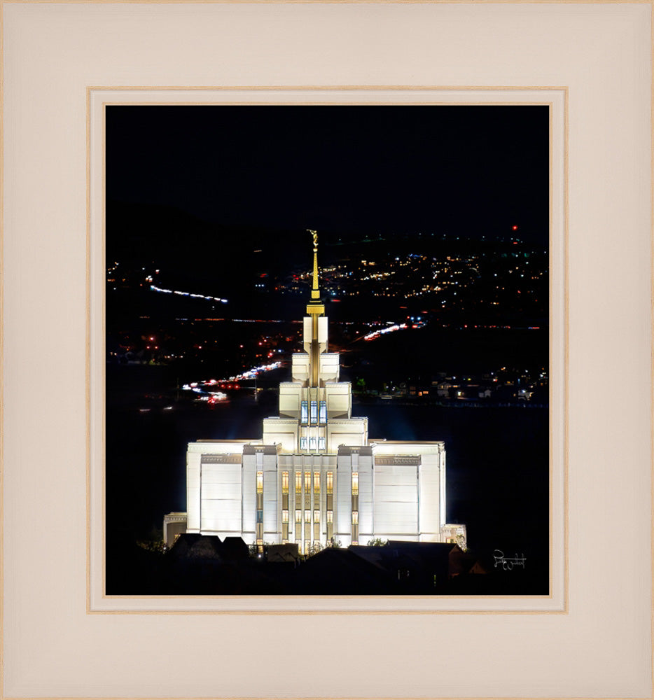 Saratoga Springs Utah Temple- Beacon of Promises - framed giclee canvas