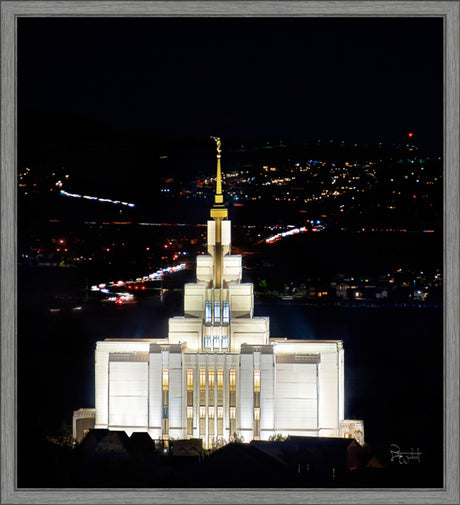 Saratoga Springs Utah Temple- Beacon of Promises - framed giclee canvas