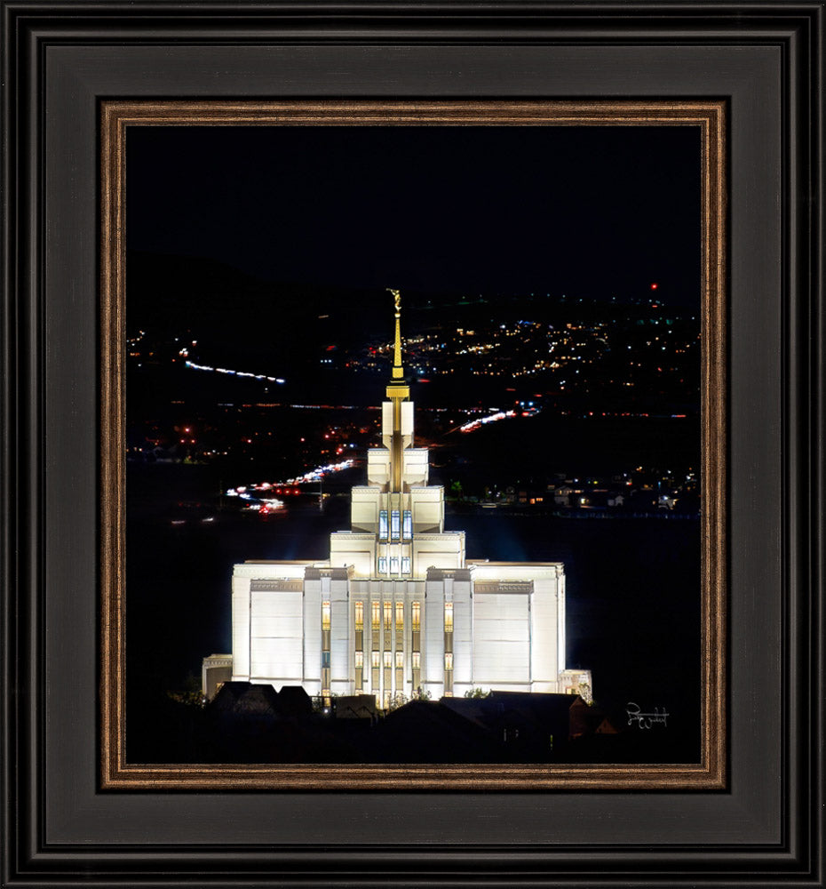 Saratoga Springs Utah Temple- Beacon of Promises - framed giclee canvas