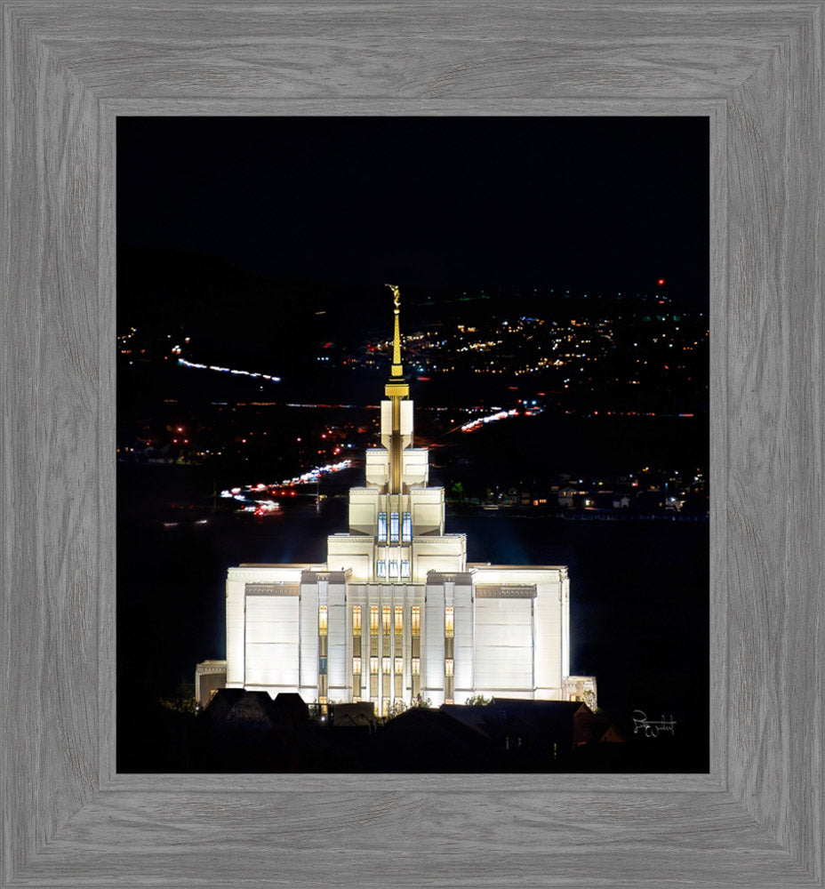 Saratoga Springs Utah Temple- Beacon of Promises - framed giclee canvas