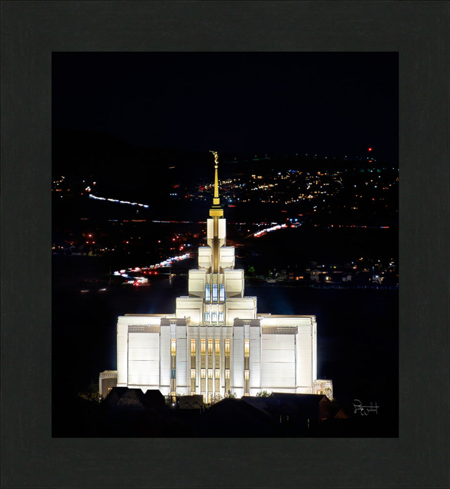 Saratoga Springs Utah Temple- Beacon of Promises - framed giclee canvas