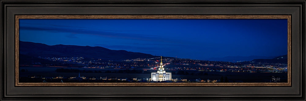 Saratoga Springs Utah Temple- Tis Eventide - framed giclee canvas