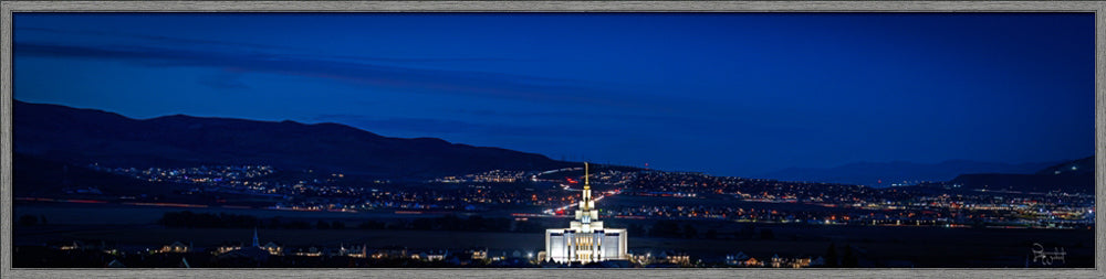 Saratoga Springs Utah Temple- Tis Eventide - framed giclee canvas