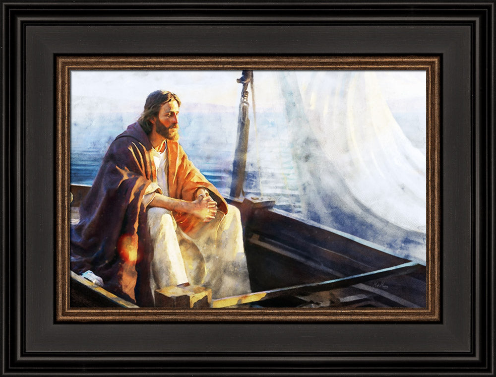 He Sat Down and Taught - framed giclee canvas